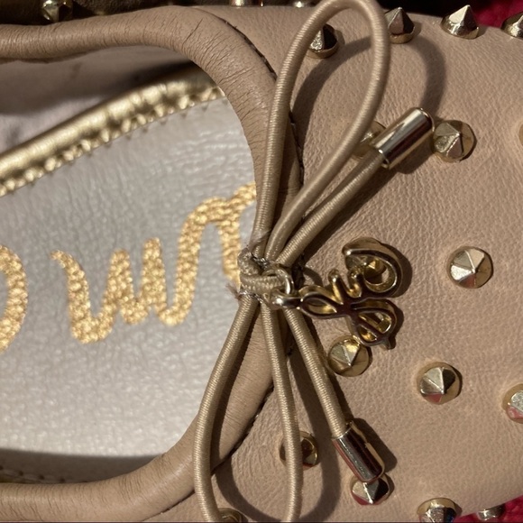 SAM EDELMAN Sz 7 Ballerina Golden  Studs Studded Flats - Picture 7 of 8